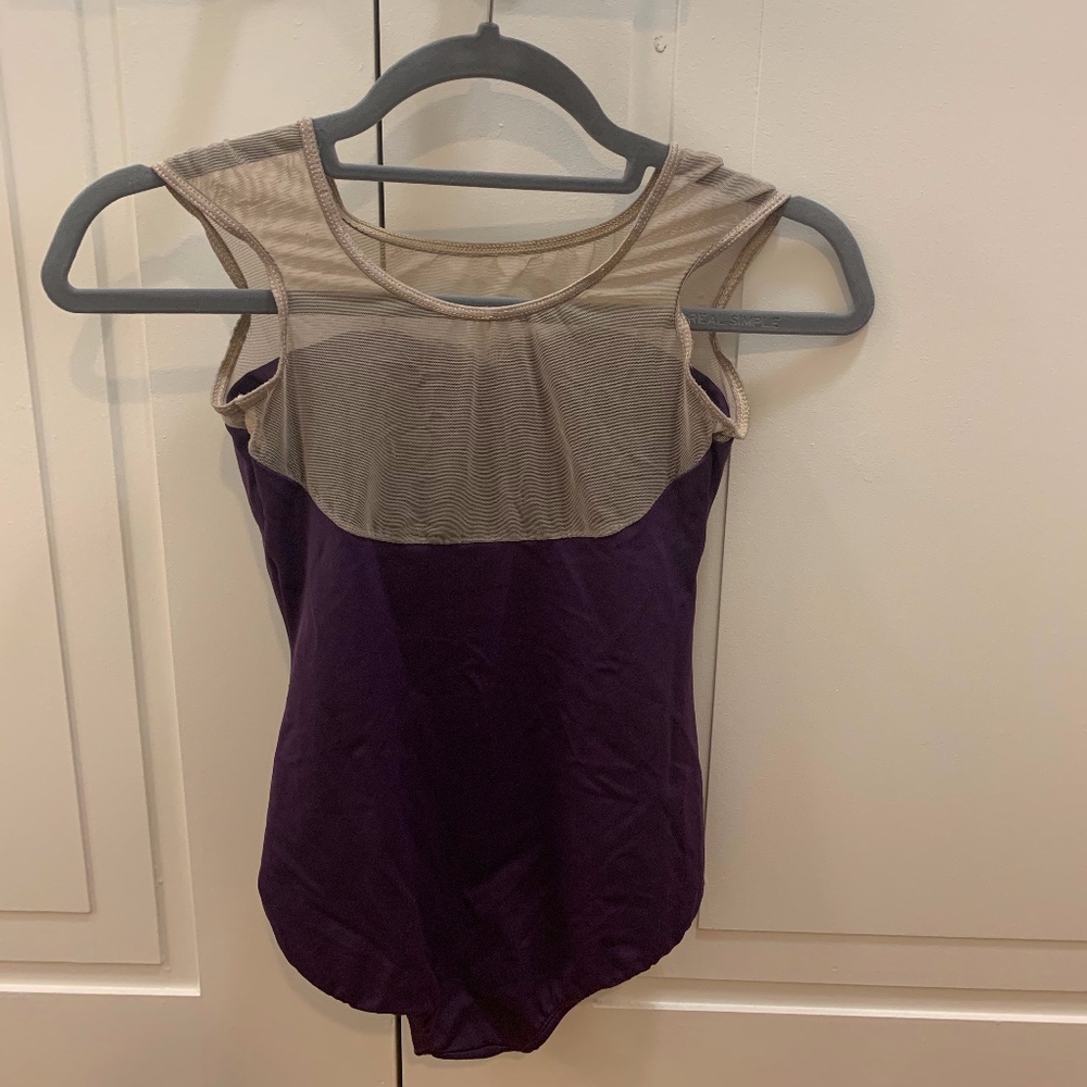 Eggplant and mesh cap sleeve Leotard Size S/M